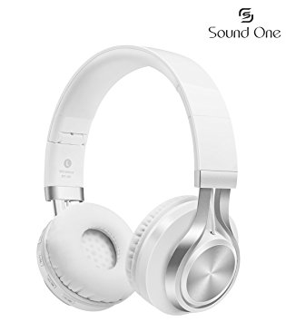 Sound One BT-06 Bluetooth Headphones Build in Microphone  with SD Card Function /FM Radio and Extra Audio Cable, Wireless Headphones (White)