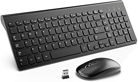 Wireless Keyboard Mouse Combo, WisFox 2.4GHz Slim Full Size Wireless Keyboard and Mouse Set with Number Pad and Nano Receiver for PC Laptop Windows, Quiet and Ergonomic