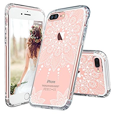 iPhone 7 Plus Case, MOSNOVO White Henna Mandala Floral Lace Clear Design Printed Plastic with TPU Bumper Protective Back Phone Case Cover for Apple iPhone 7 Plus (5.5 Inch)