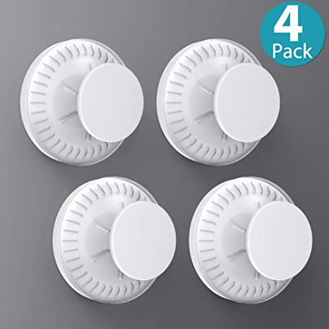 Suction Hooks, LUXEAR Heavy Duty Suction Cup Hooks Waterproof Vacuum Shower Hook, Kitchen Restroom Bathroom Wall Hooks Removable for Towel Loofah Wreath Robe Cloth Key Bag - 4 Pack, White