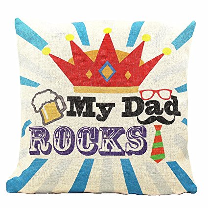 Wise Bird Father' s Day My Dad Rocks Cotton Linen Square Decorative Throw Pillow Case Cushion Cover 18 "X18 " - P 004