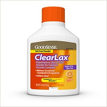 Good Sense Polyethylene Glycol 3350 Powder for Solution, Orange Flavor, Osmotic Laxative, Softens Stool, Relieves Occasional Constipation, 17.9 Ounce