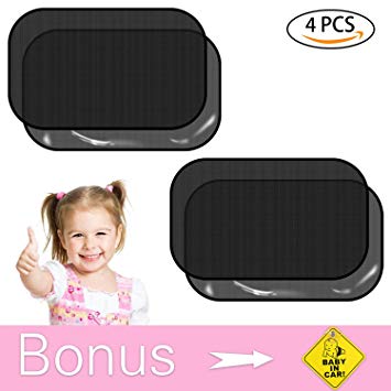 Car Window Shade, Car Window Shades for Baby Car Sun Shades for Kids Side Window Sunshades Rear Window Sun Covers Block out Heat and Sun Rays in a Handy Pouch Black Pack of 4 (51*31cm)