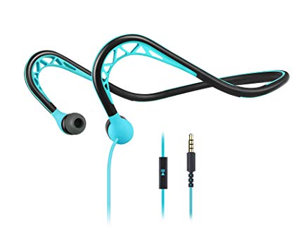 MUCRO Running Headphones, in Ear Sport Earbuds Earphones with Remote and Mic, Neckband Wired Stereo Workout Ear Buds for Jogging Gym, Cell Phones Headset,Blue