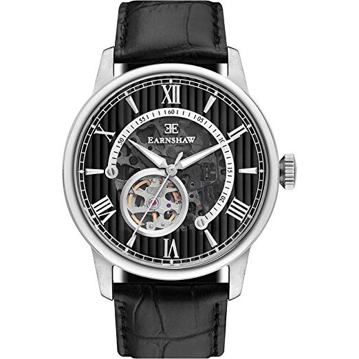 Thomas Earnshaw Men's Bauer 42mm Black Leather Band Steel Case Automatic Analog Watch ES-8802-01
