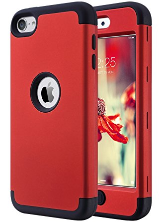 iPod 6 Case,iPod Touch 6 Case,ULAK Heavy Duty High Impact KNOX ARMOR Case Cover Protective Case for Apple iPod touch 5 6th Generation,(Red Black)