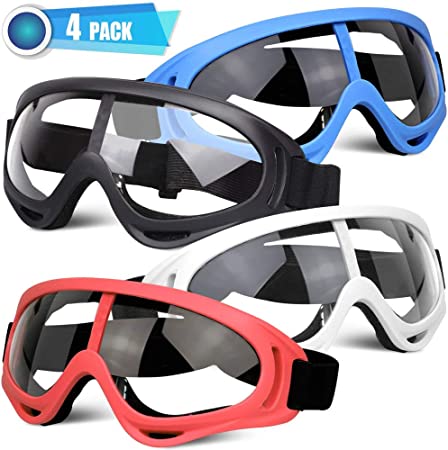 POKONBOY 4 Pack Protective Goggles Safety Glasses Eyewear Face Mask Compatible with Nerf Guns for Kids Teens Game Battle (4 Colors)