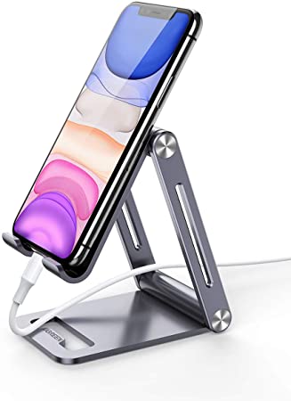 UGREEN Phone Stand Aluminum Cell Phone Desk Holder Adjustable Compatible for iPhone 11 Pro Max SE XS XR 8 Plus 6 7 6S, Samsung Galaxy S20 S10 S9 S8 S7 S6 Smartphone