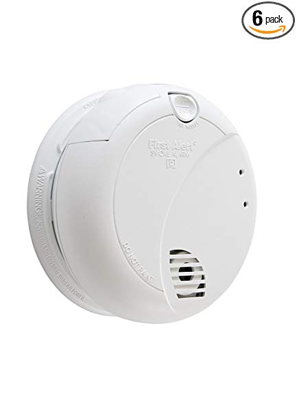 First Alert 7010BFF-6 Smoke Alarm with Photoelectric Sensor and Battery Backup (6 Pack), White