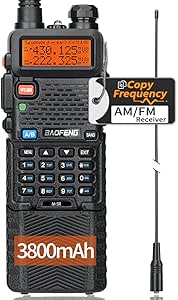 BAOFENG Radio Ham Radio M-5R Handheld Two Way Radio (Upgraded of UV-5R) Long Range Walkie Talkies for Adults,Copy Frequency, AirBand 5RX Radio UV5R with 771 Antenna Earpiece 3800mAh Battery Full Kit