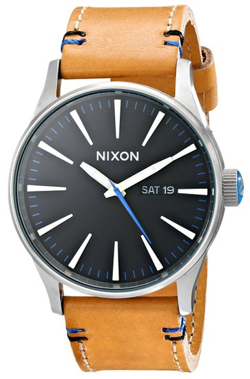 Nixon Mens A105 Sentry 42mm Stainless Steel Leather Quartz Movement Watch