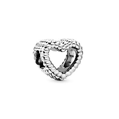 Pandora Jewelry - Beaded Open Heart Charm in Sterling Silver