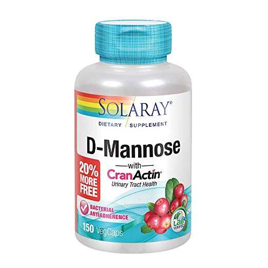 Solaray D-Mannose w/CranActin Cranberry Extract 1000mg w/VIT C | Healthy Urinary Tract Support | 75 Serv | 150 VegCaps