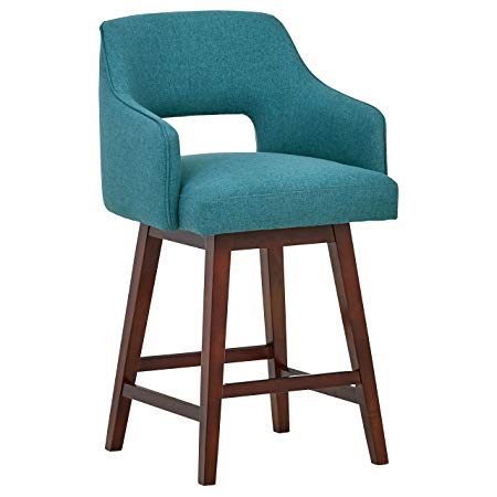 Rivet Malida Mid-Century Open Back Swivel Counter Stool, 37" H, Aqua