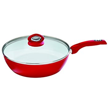 Bialetti Aeternum Red 7197 Covered Deep Saute, 12-inch