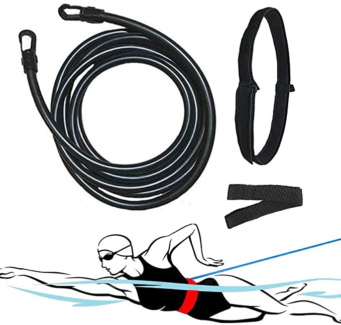 PBOX 3M/4M Swim Training Belts,Swim Bungee Cords Resistance Bands,Swim Tether Stationary Swimming, Swim Harness Static Swimming Belt