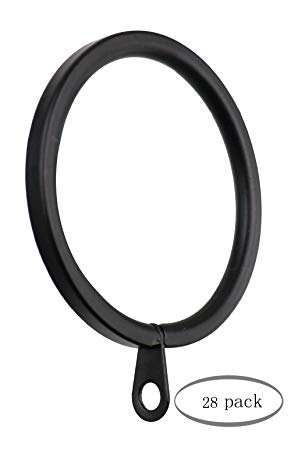 Meriville 28 pcs Black 2-Inch Inner Diameter Metal Flat Curtain Rings with Eyelets