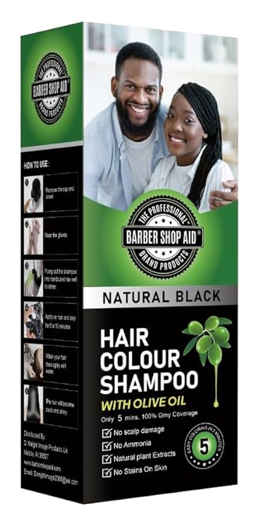 Barber Shop Aid Hair Colour Shampoo Natural Black 6.7 Fl Oz (Pack of 1)