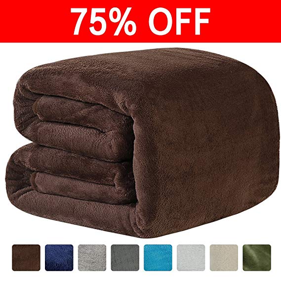 LEISURE TOWN Fleece Blanket King Size Soft Summer Cooling Breathable Luxury Plush Travel Camping Blankets Lightweight for Sofa Couch Bed, 108 by 90 Inches, Brown