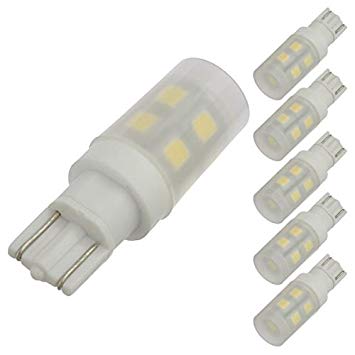 LEDwholesalers T10 Wedge Base Omnidirectional 1.5-Watt LED Light Bulb with Translucent Cover 12V AC/DC ETL-Listed (6-Pack), Warm White 3000K, 14606WWx6