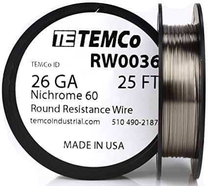 TEMCo Nichrome 60 series wire 26 Gauge 25 Ft Resistance AWG ga