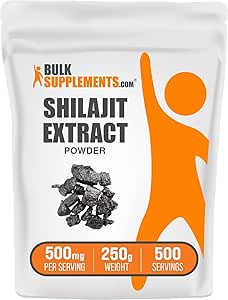 BulkSupplements.com Shilajit Extract Powder - Fulvic Acid Supplement, Shilajit Supplement - Gluten Free, 500mg per Serving of Shilajit Powder, 250g (8.8 oz) (Pack of 1)