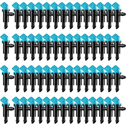 60 Pieces Irrigation Drip Emitter Garden Flag Irrigation Dripper, Trees and Shrubs (Blue Black,2GPH)