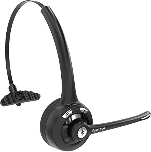 Delton Over-the-Head Bluetooth Wireless Headset for Drivers, Call Centers, Skype Noise Canceling Hands Free with Mic 18 Hours of Talk Time