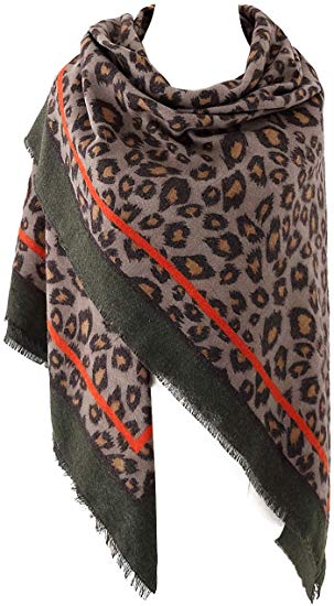 Women's Leopard Print Blanket Square Wrap Scarf