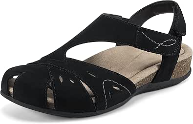 Earth Origins Women’s Birdine Leather Sandal I Casual, Slip Resistant, Everyday Sandals