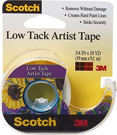 3M Scotch Low Tack Artist Tape-.75-inch x 10yd, Other, Multicoloured