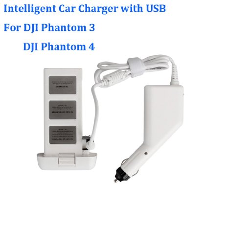 Topbest Outdoor Charging Intelligent Car Charger 5A High Capacity with USB Jack for DJI Phantom 3 Professional, Advanced, Standard, Phantom 4 Drones Battery