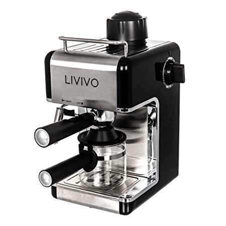 LIVIVO ® Professional Espresso Cappuccino Coffee Maker Machine with Milk Frothing Arm for Home and Office (Black)