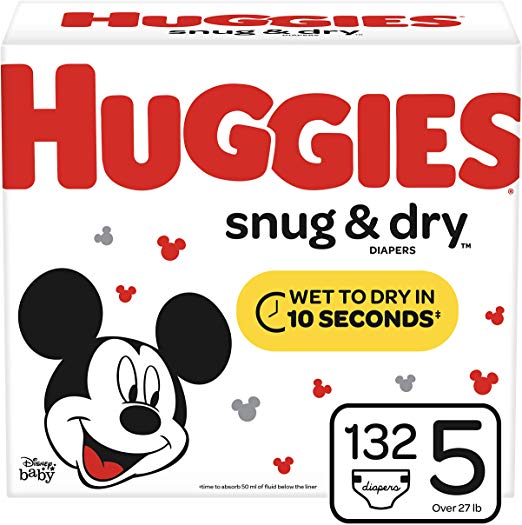 Huggies Snug & Dry Baby Diapers, Size 5, 132 Ct