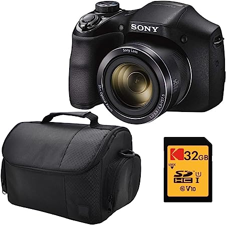 Sony Cyber-Shot DSC-H300 20.1 MP 35x Zoom Digital Camera (Certified Refurbished) with 32GB SD Card and Padded Camera Case Bundle (3 Items)