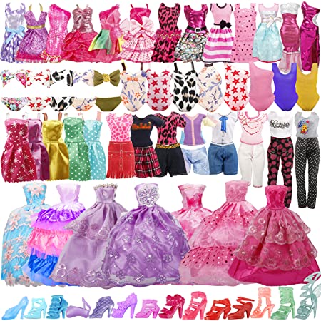 35 Pack Handmade Doll Clothes Including 5 Wedding Gown Dress 5 Party Dress 4 Braces Skirt 3 Sport Suits 3 Bikini Swimsuits 15 Shoes for Barbie Doll and Other11.5 Inch Doll