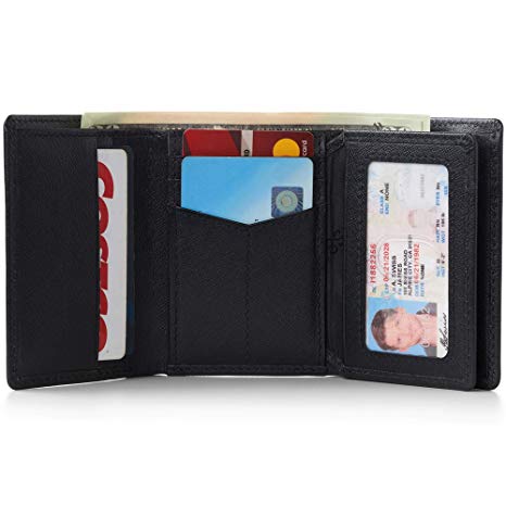 Alpine Swiss RFID Mens Wallet Deluxe Capacity Divided Bill Sections Choice of Coin Bifold Trifold