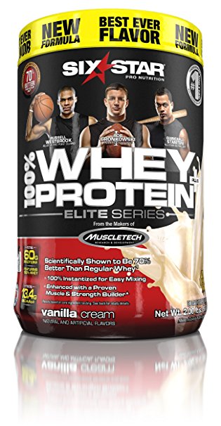 Six Star Pro Nutrition Elite Series Whey Protein Powder, Vanilla, 2lb (Packaging may vary)