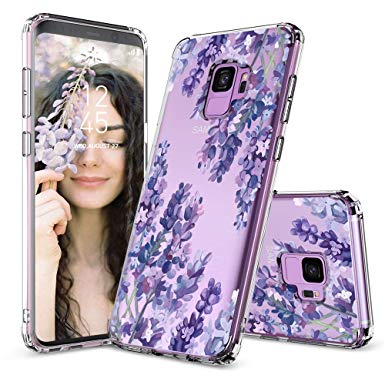 MOSNOVO Case for Galaxy S9, Shockproof TPU Bumper Slim Clear Case with Floral Design for Samsung Galaxy S9 Phone Case Cover - Lavender