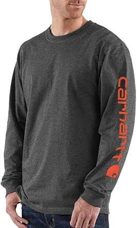 Carhartt Men's Loose Fit Heavyweight Long-Sleeve Logo Sleeve Graphic T-Shirt