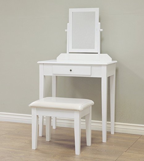 Frenchi Home Furnishing Wood 3-Piece Vanity Set, White Finish