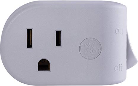 GE Grounded On/Off Power Switch, Plug-in, Energy Efficient, Space Saving Design, UL Listed, Gray, 45203