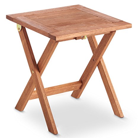 VonHaus Wooden Side Table - Folding Garden & Patio Coffee & Snack Table (45cm)