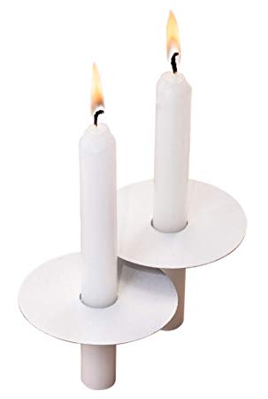 Exquizite 104 Church Candles with Drip Protectors for Devotional Candlelight Vigil Service, Box of 104 Candles, Unscented White 5" H X 1/2" D, No Smoke