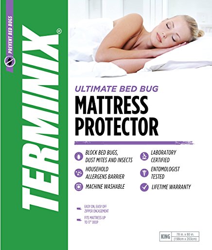TERMINIX Professional-Trusted Ultimate Mattress Protector - 6-Sided Water-Resistant Zippered Encasement Blocks Bed Bugs, Dust Mites & Insects - (King Protector w/ 2 Pillow Protectors)