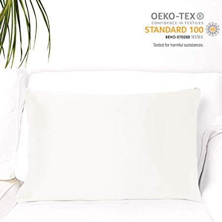 MYK 100% Pure Natural Mulberry Silk Pillowcase, 19 Momme, 600 Thread Count, for Hair & Skin, Oeko-TEX, King Size, Undyed Ivory White