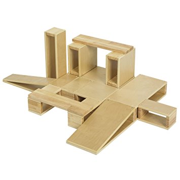 ECR4Kids Over-Sized Hollow Wooden Block Set, Natural (18-Piece)