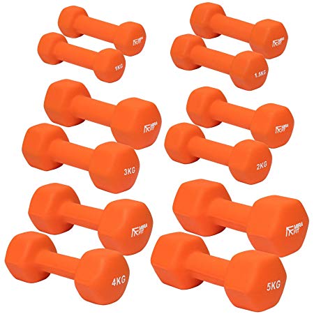 Mirafit Orange Soft Touch Mini Hex Dumbbells - Choice of Size