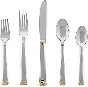 Lenox Eternal Gold Flatware 5-Piece Place Setting, Service for 1 , Stainless -