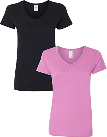 Gildan Women's Heavy Cotton V-Neck T-Shirt, 2-Pack